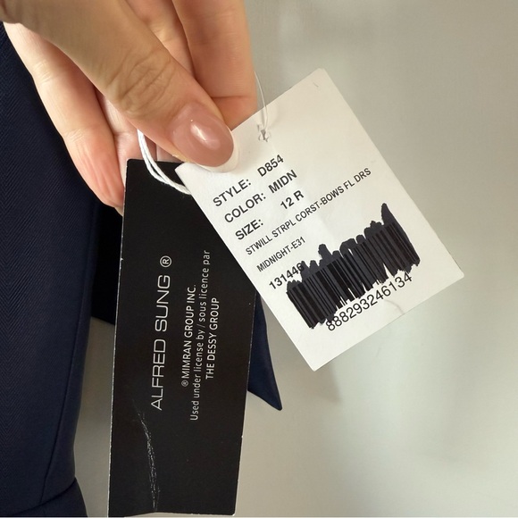 Alfred Sung D854 Bow Off‎ The Shoulder Corset Gown Midnight Navy 12 - Picture 4 of 9